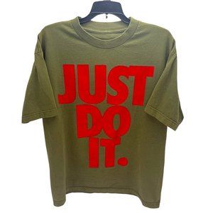 Nike Just Do It Graphic Tee Faded Tag Men's Large Hunter Green Red Lettering